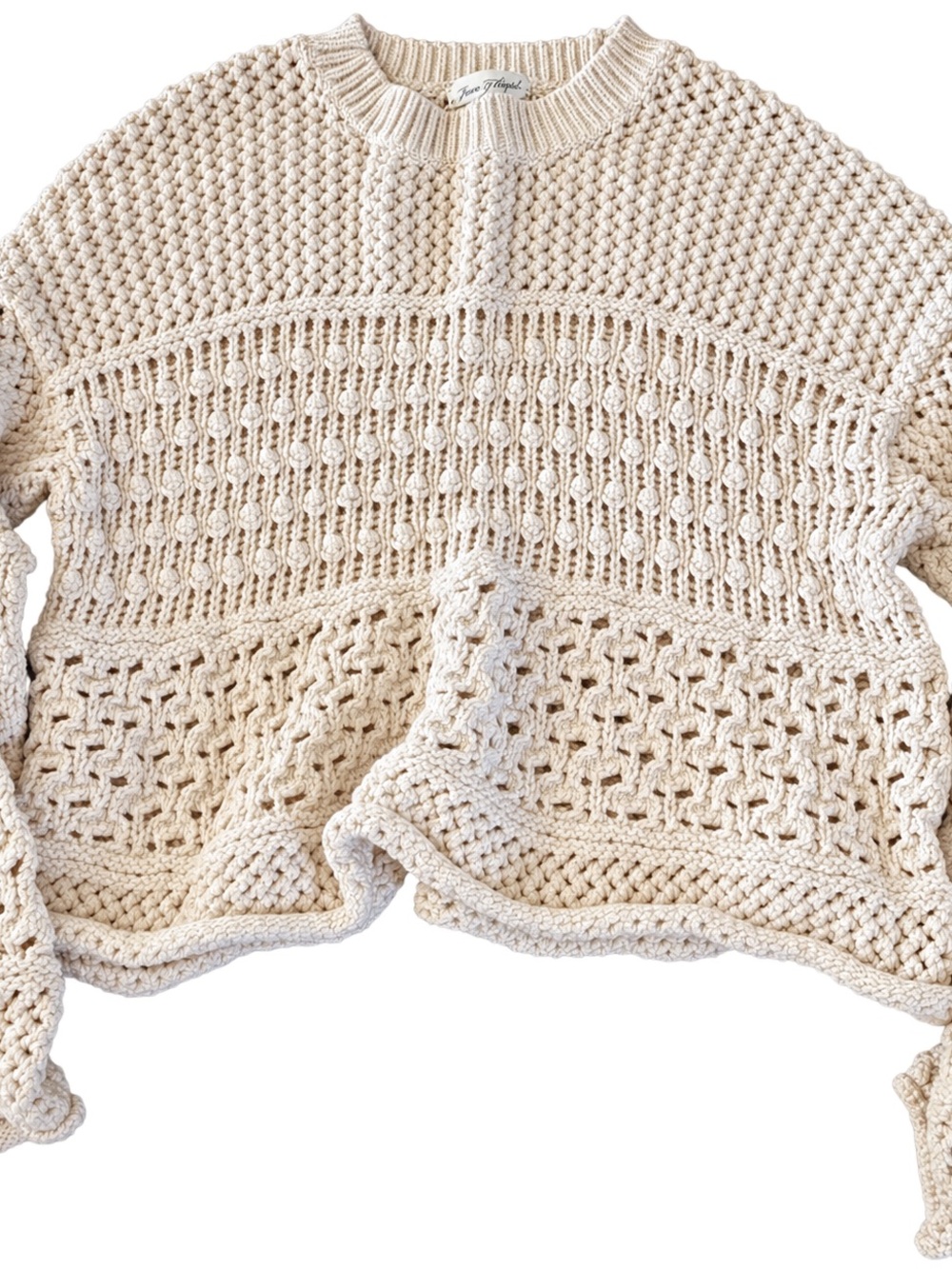Universal Thread Cream Open-Knit Crewneck Sweater